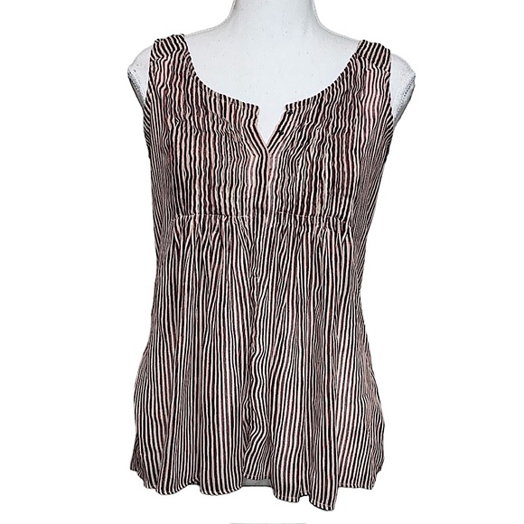 CONVERSE: One-Star Sleeveless Striped Crinkle Sheer Blouse - Size Medium - Picture 1 of 10